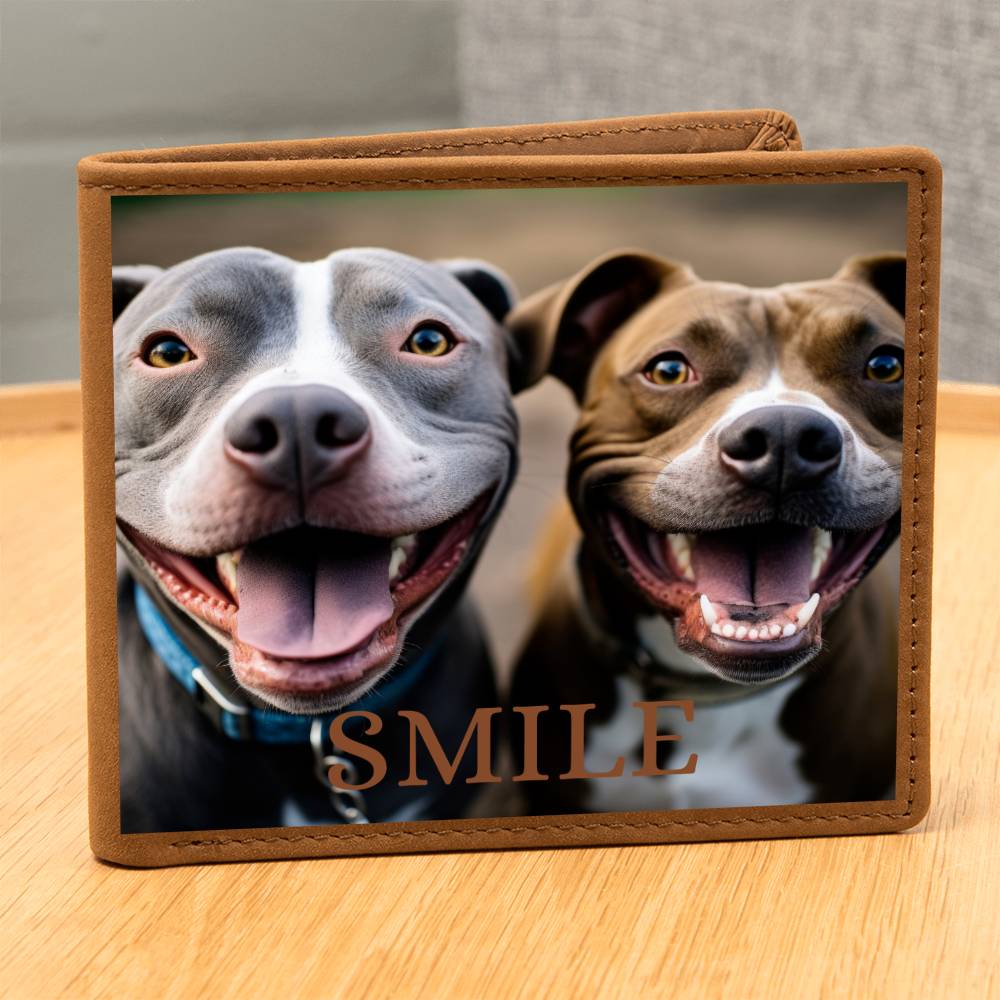 Pitties Make Me Smile Mens Leather Wallet