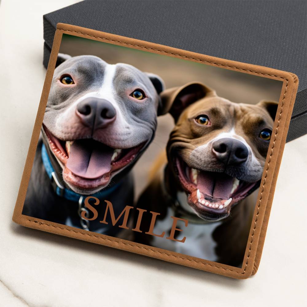 Pitties Make Me Smile Mens Leather Wallet