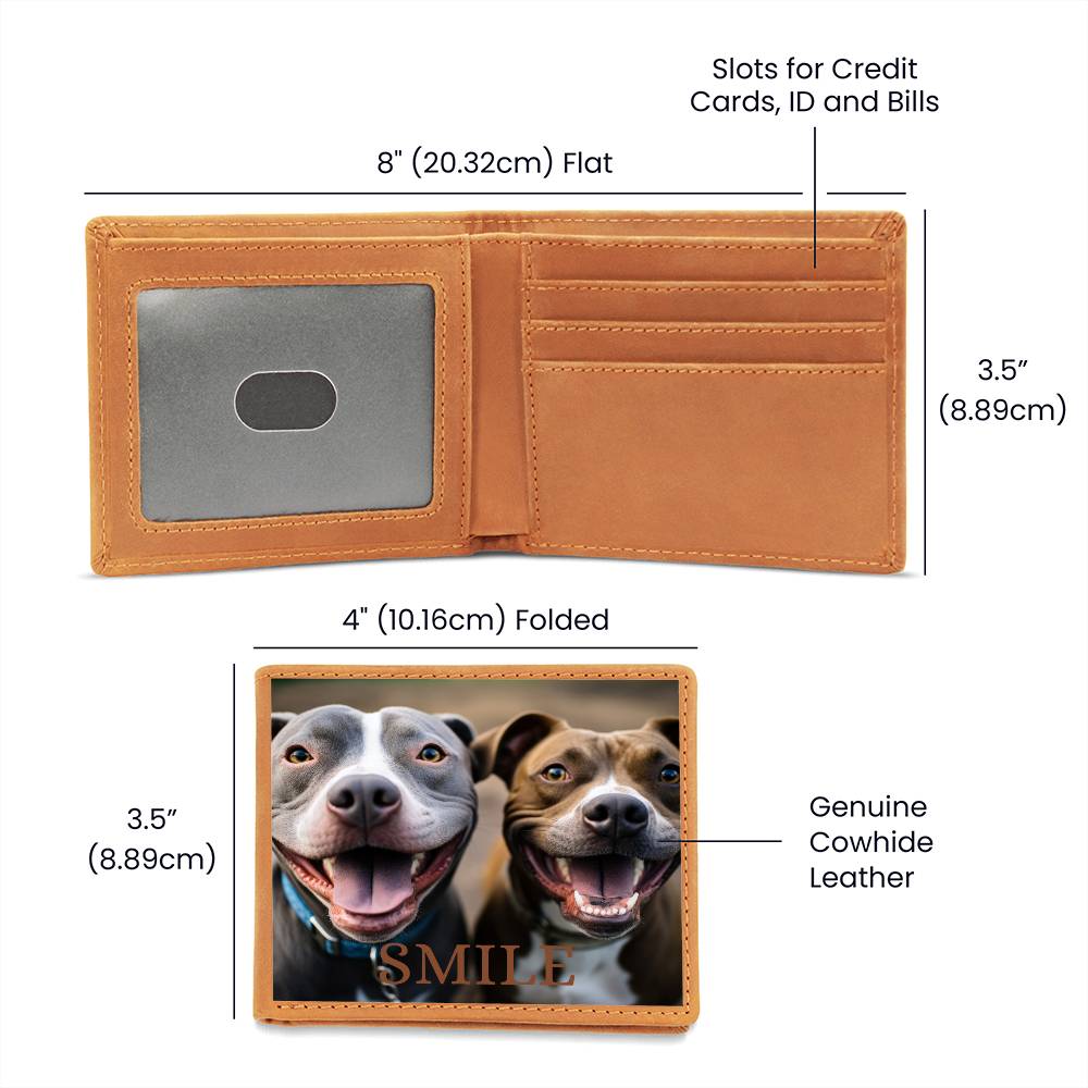 Pitties Make Me Smile Mens Leather Wallet