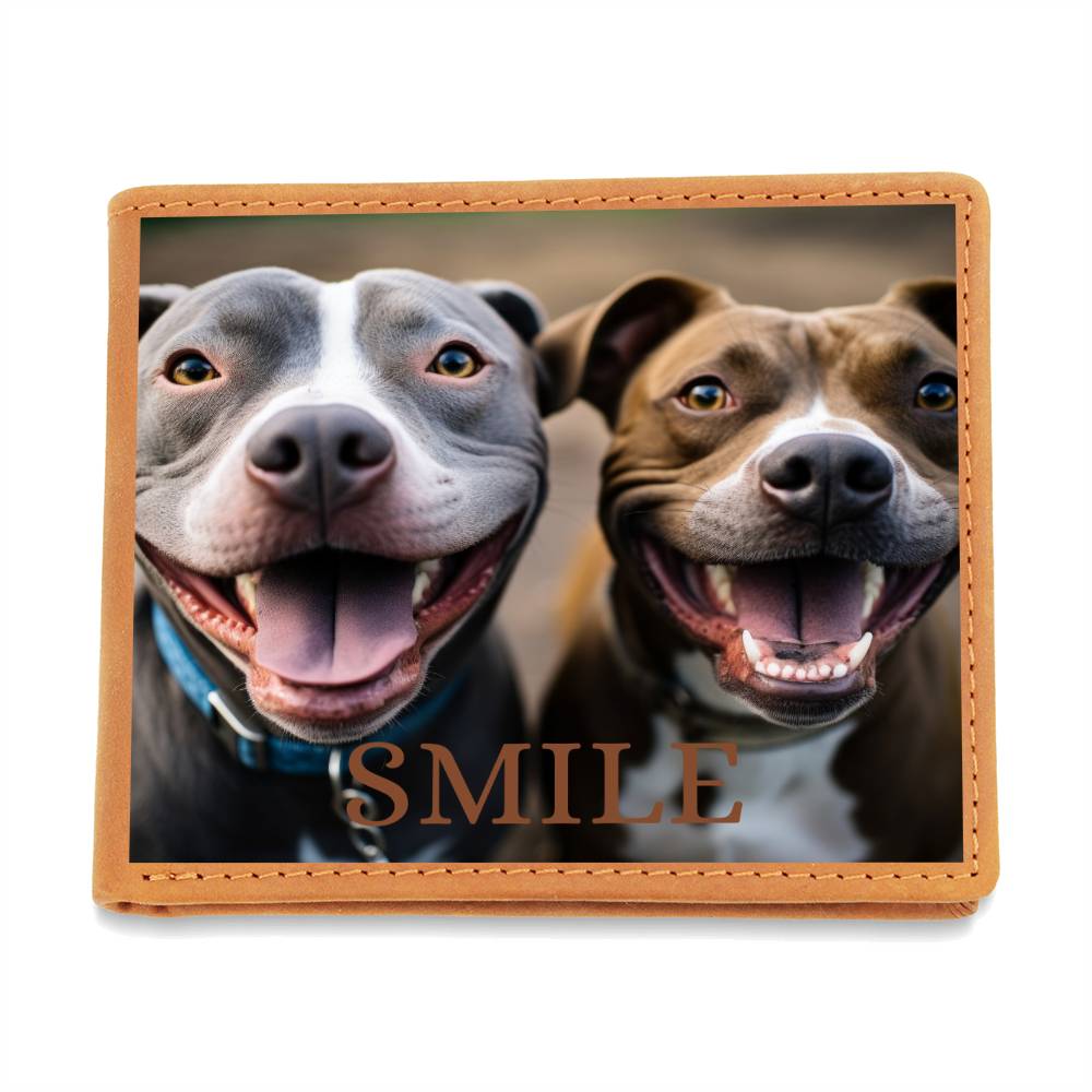 Pitties Make Me Smile Mens Leather Wallet