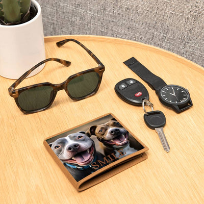 Pitties Make Me Smile Mens Leather Wallet