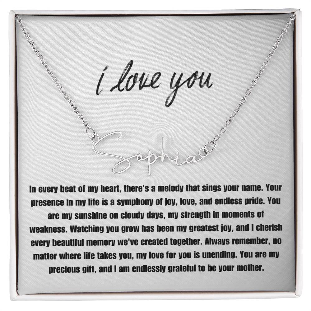 "Every Beat Of My Heart" Custom Signature Name Necklace