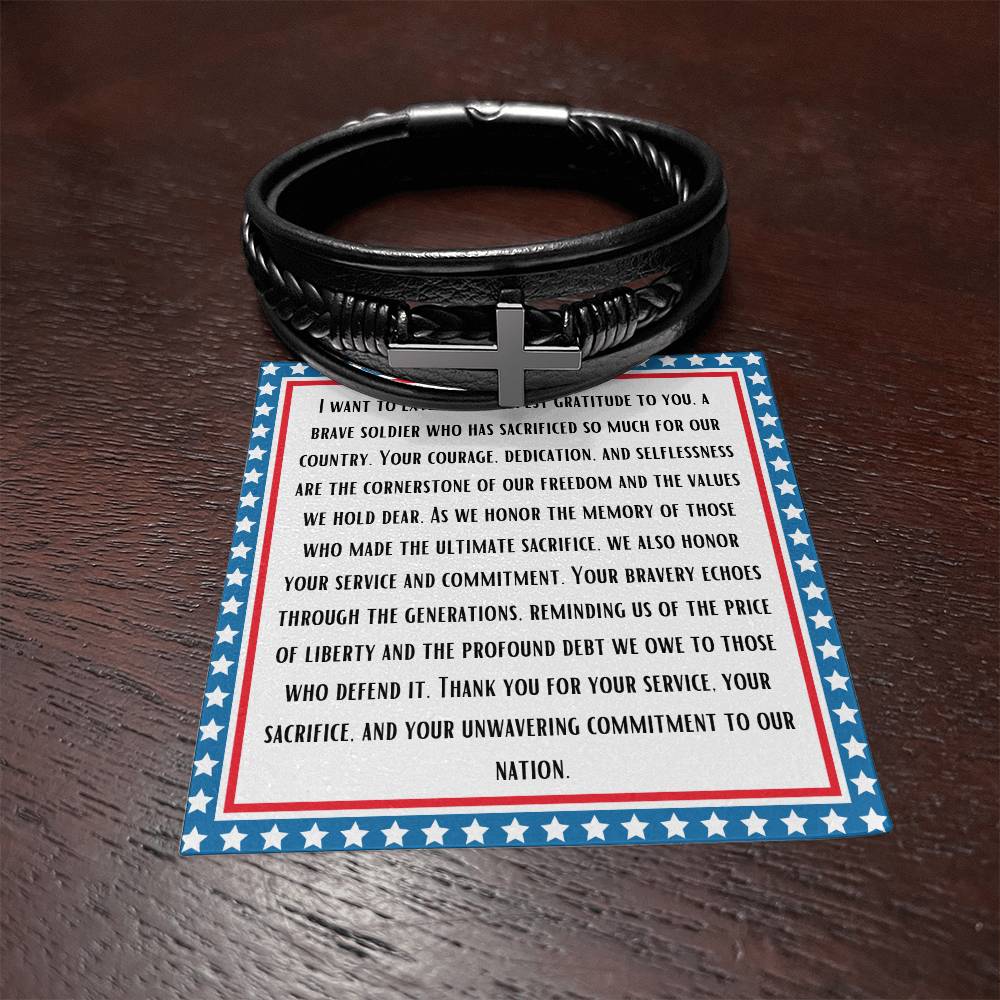 "Thank You For Your Service" Cross Bracelet