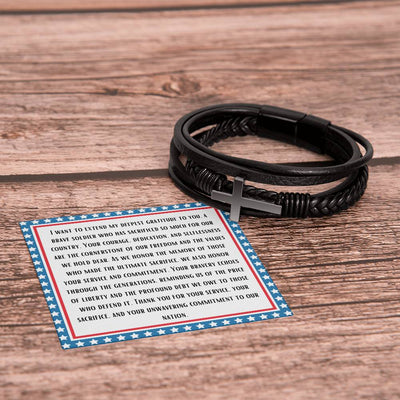 "Thank You For Your Service" Cross Bracelet